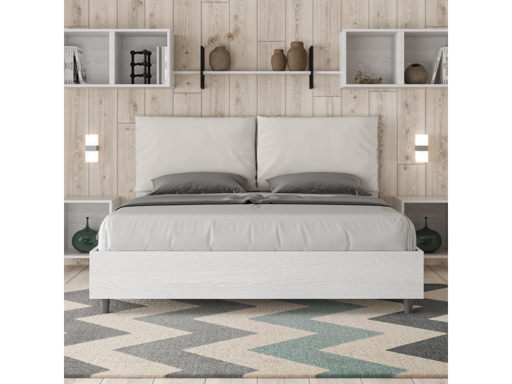 Lit en similicuir blanc, 160 x 190 cm