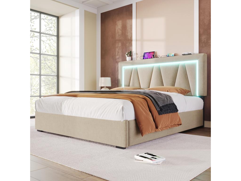 Matelas en tissu beige, 160 x 200 cm