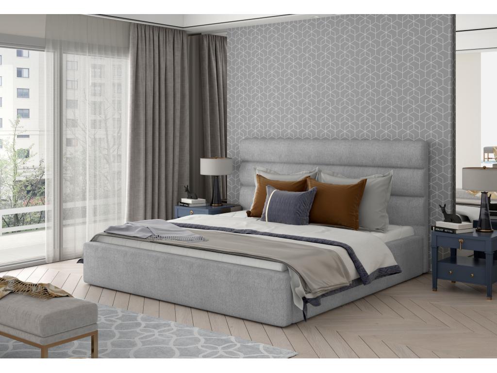 Lit en tissu gris, 200 x 200 cm